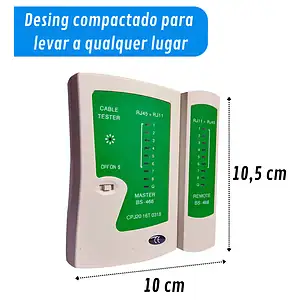 Testador De Cabos De Rede Lan Rj45 Rj11 Com Led Removível