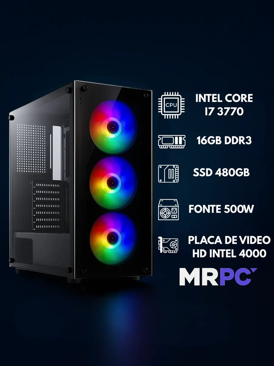 Pc Gamer Cpu Intel I7 3.4ghz Ssd 480gb Memoria Ram 16gb 500w - Imagem 6
