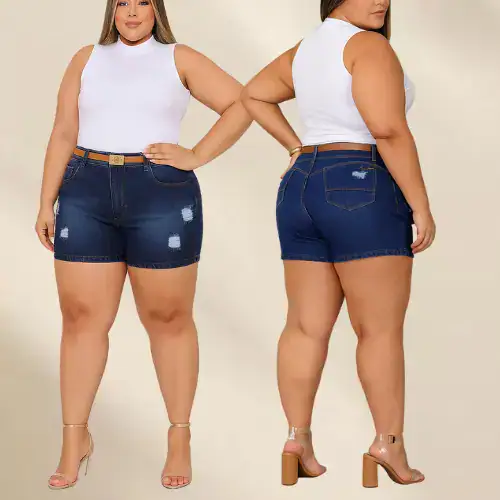 Short Jeans Feminino Cintura Alta Vfe Moda Casual - Imagem 2