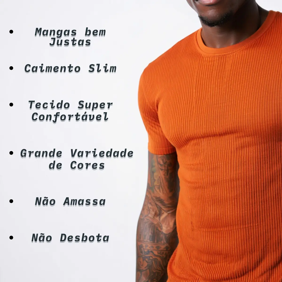 Camiseta Tecido Canelado Americano Clássica Elastano Slim - Imagem 4