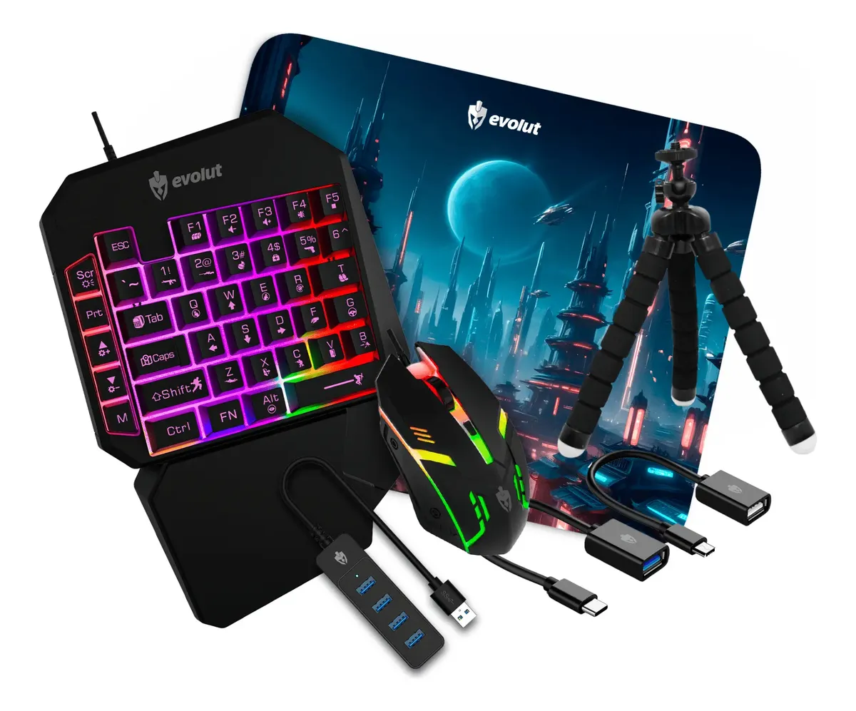 Kit Mobilador Para Celular Teclado Mouse Hub Suporte Pad