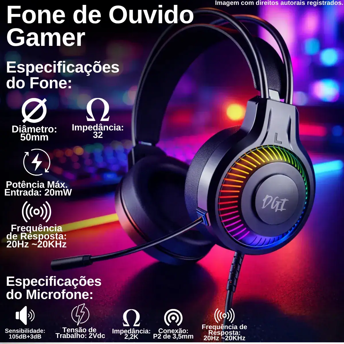 Kit Combo Gamer Teclado Led Rgb Mouse Rgb Fone Headset Microfone Jogos Mouse Pad Digital Informática - Imagem 6