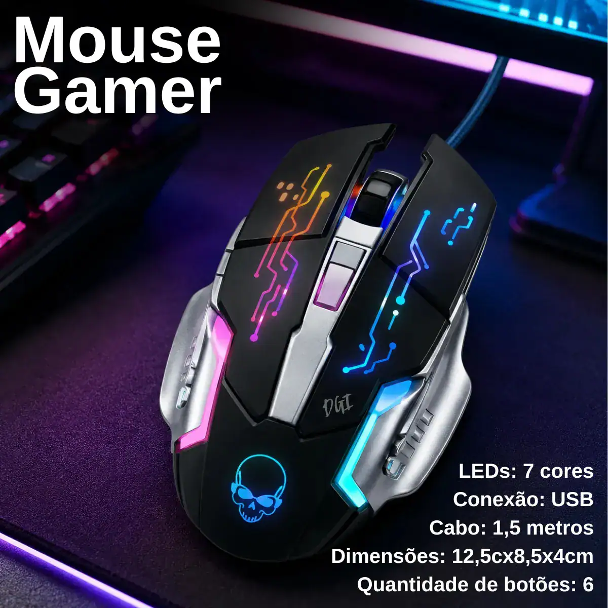 Kit Combo Gamer Teclado Led Rgb Mouse Rgb Fone Headset Microfone Jogos Mouse Pad Digital Informática - Imagem 4
