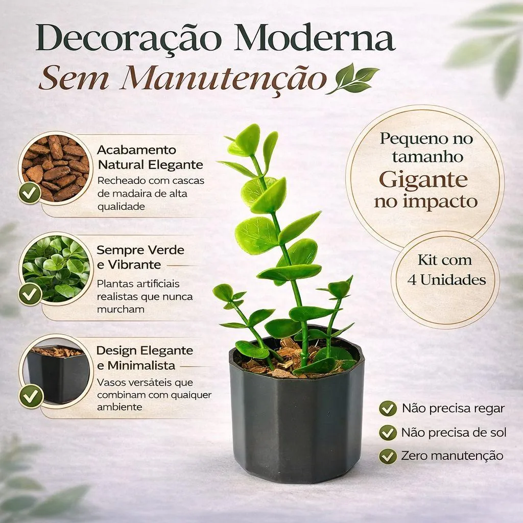 Kit 8 Vasinhos Decoração Com Plantinhas - Imagem 2