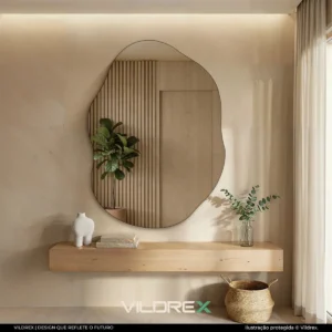 Espelho Vildrex Roma 70x50cm Design Moderno Lapidado Luxo Suporte