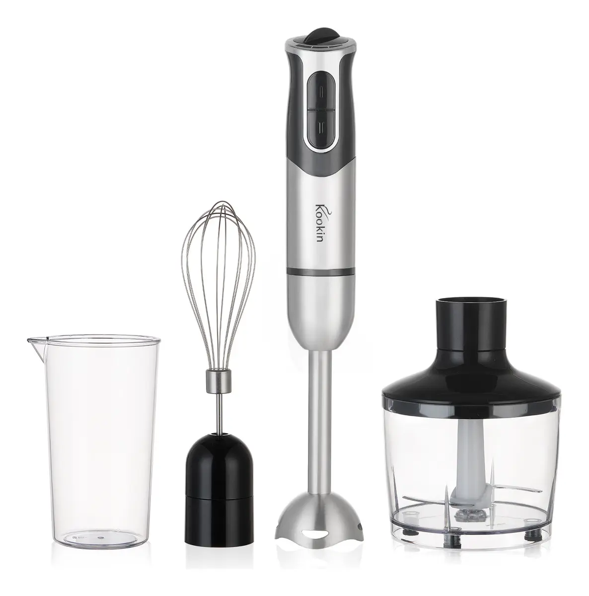 Mixer De Mão Portátil 8 Velocidades 3 Em 1 Inox 800w Kookin Knhb1008 Multifuncional Com Função Turbo E Lâminas Aprimoradas 2 Afiadas + 2 Reforçadas Em Aço Inox 304