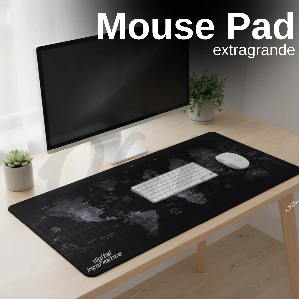 Mouse Pad Gamer Grande 70x35 Profissional Antiderrapante Speed Mapa Mundi Digital Informática - Imagem 6