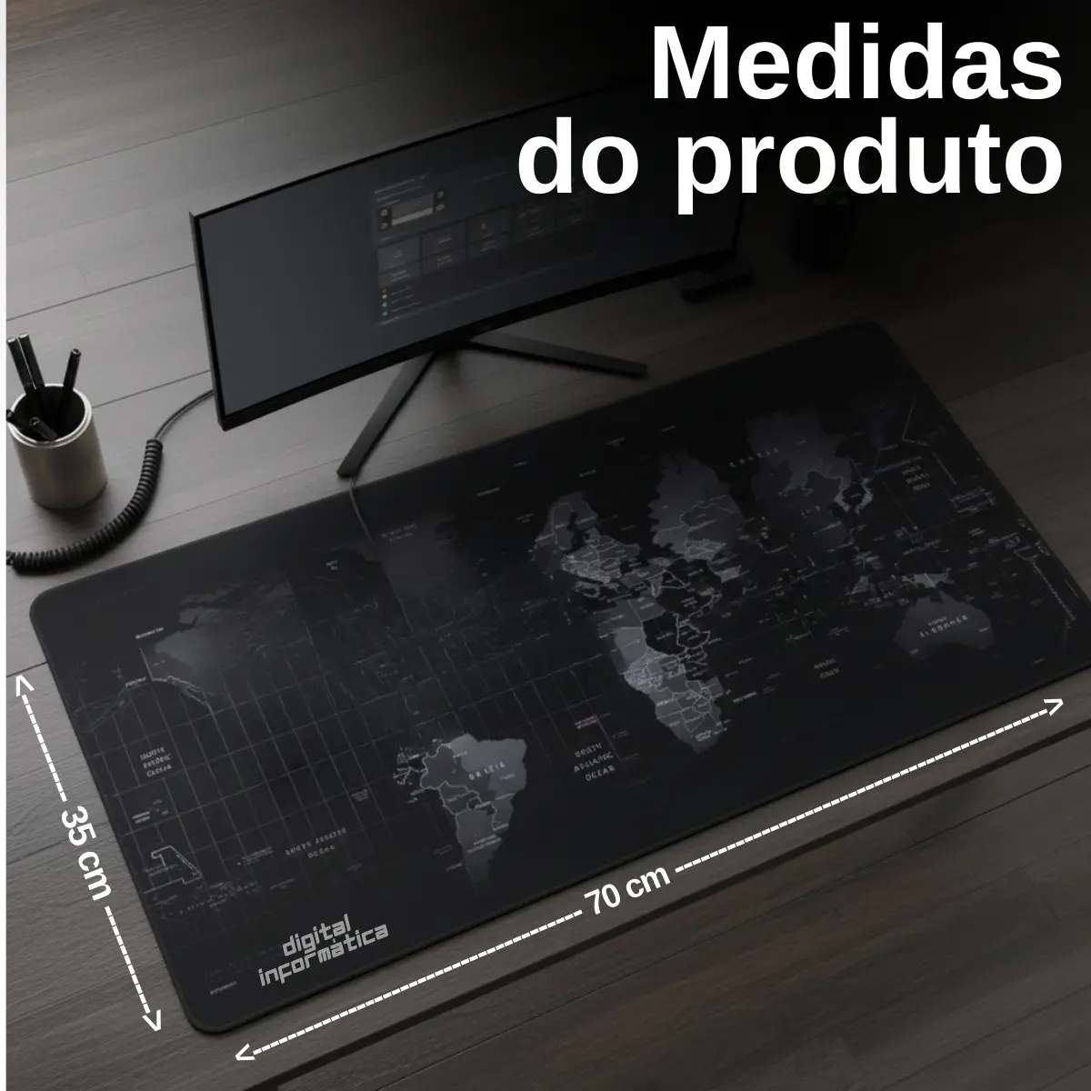 Mouse Pad Gamer Grande 70x35 Profissional Antiderrapante Speed Mapa Mundi Digital Informática - Imagem 7