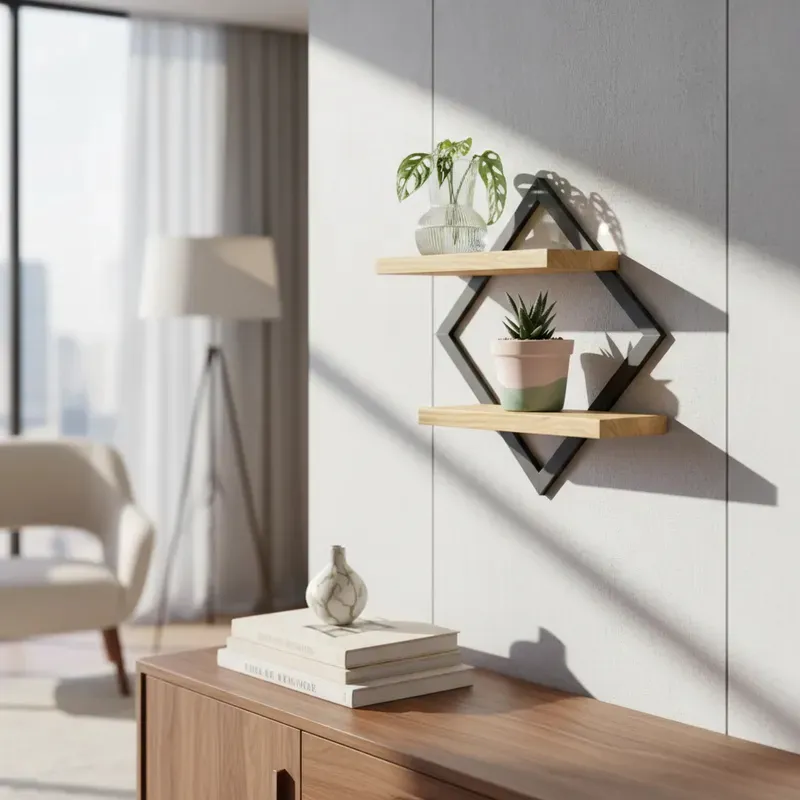 Quadro Decorativo Com Prateleira Dupla Nicho Moldura Luxo - Imagem 3