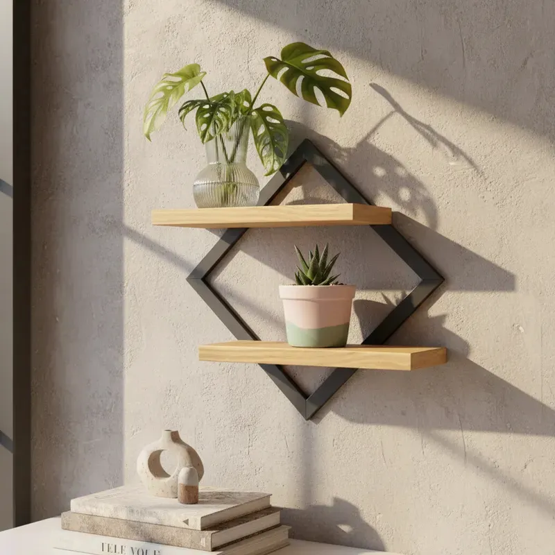 Quadro Decorativo Com Prateleira Dupla Nicho Moldura Luxo