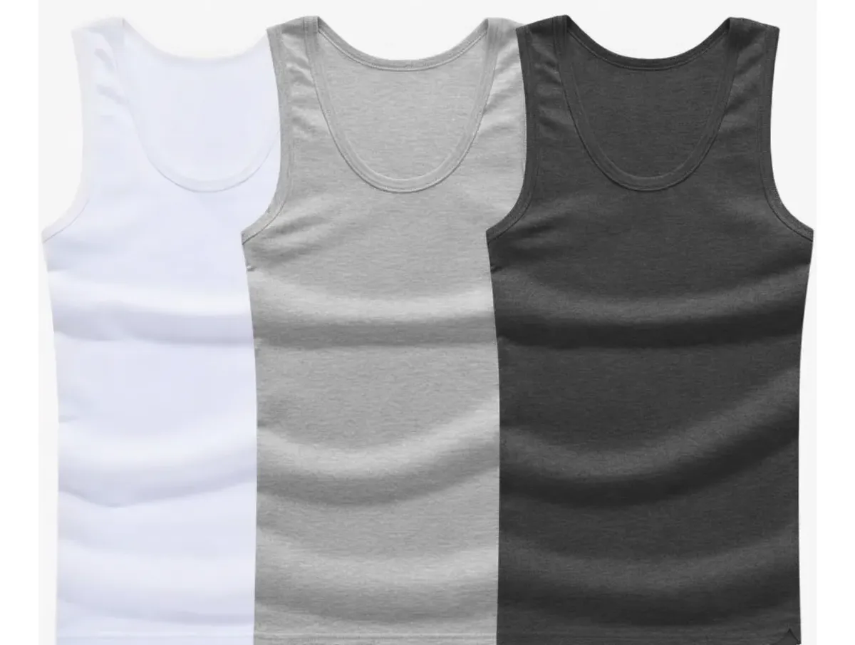 Kit 3 Regata Masculina Americano Canelada Algodão Premium