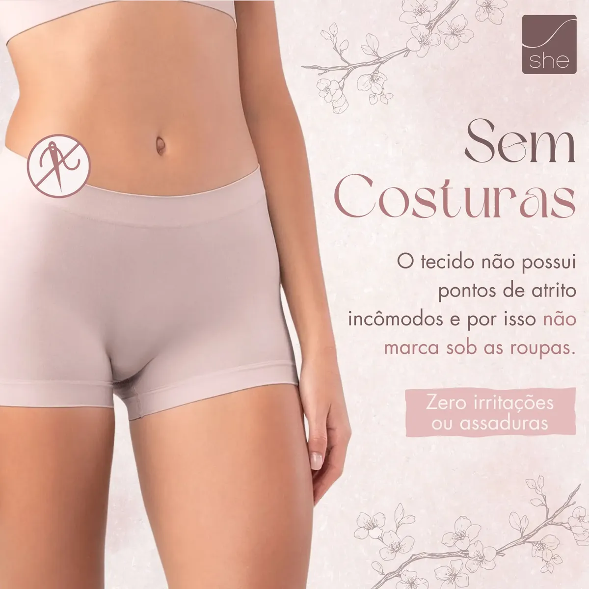 Kit 3 Calcinha Boxer Short Sem Costura Cueca Feminina She - Imagem 6