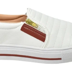 Tênis Sapatênis Sapatilha Feminino Slip On Casual Com Zíper
