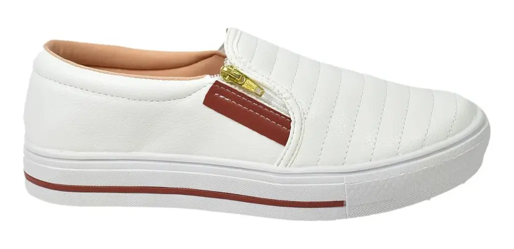 Tênis Sapatênis Sapatilha Feminino Slip On Casual Com Zíper