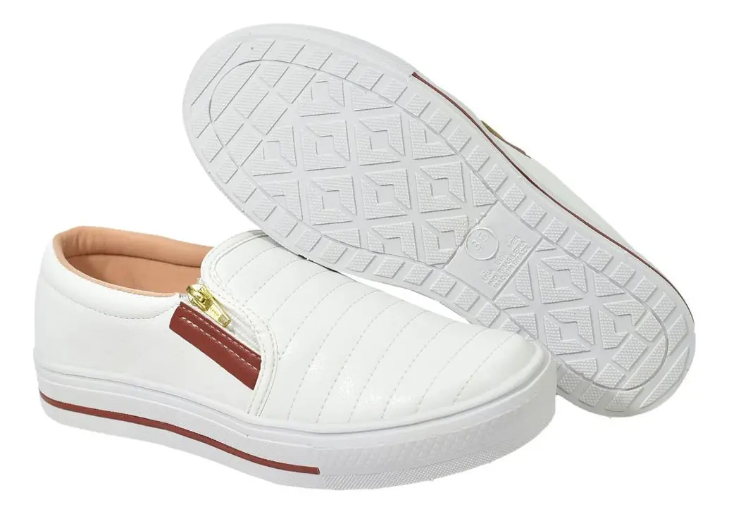 Tênis Sapatênis Sapatilha Feminino Slip On Casual Com Zíper - Imagem 2