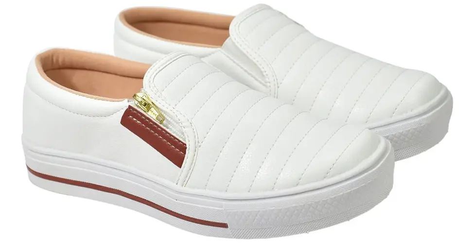 Tênis Sapatênis Sapatilha Feminino Slip On Casual Com Zíper - Imagem 5