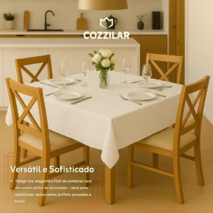 Toalha De Mesa Quadrada Lisa 4 Cadeiras Lugares Oxford 1,40m X 1,40m Fácil Limpeza Alta Qualidade Cor Branca Cozzilar