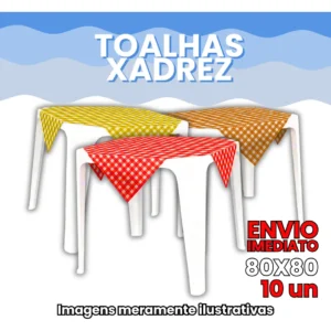 Toalha De Mesa Xadrez 80x80 Festiva Plástico Pp Quadrada