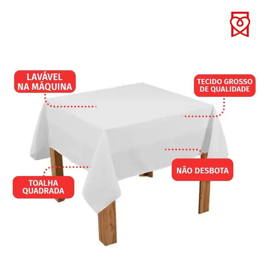 Toalha De Mesa Quadrada Tecido Oxford 1,40x1,40 Promocao - Imagem 4