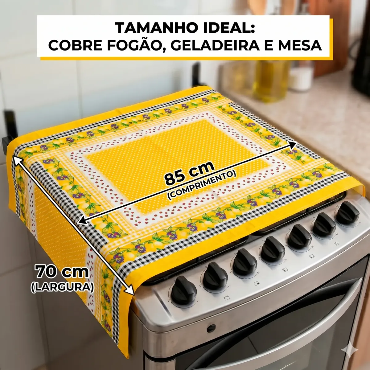 Kit 4 Toalha Chá 85x70 Oxford Cozinha Café Fogão Geladeira