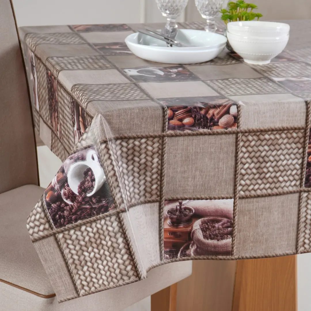 Toalha De Mesa Impermeável Pvc 140x140cm Térmica 4 Lugares - Imagem 2