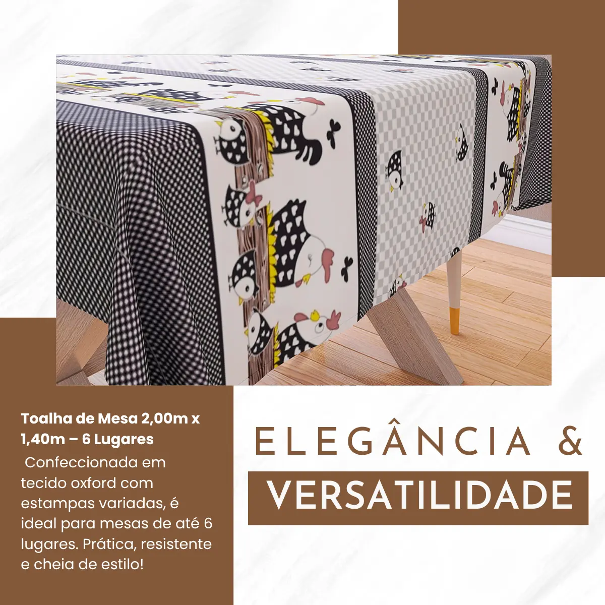 Toalha De Mesa 6 Lugares Retangular 2,00mx1,40m Oxford Luxo - Imagem 3