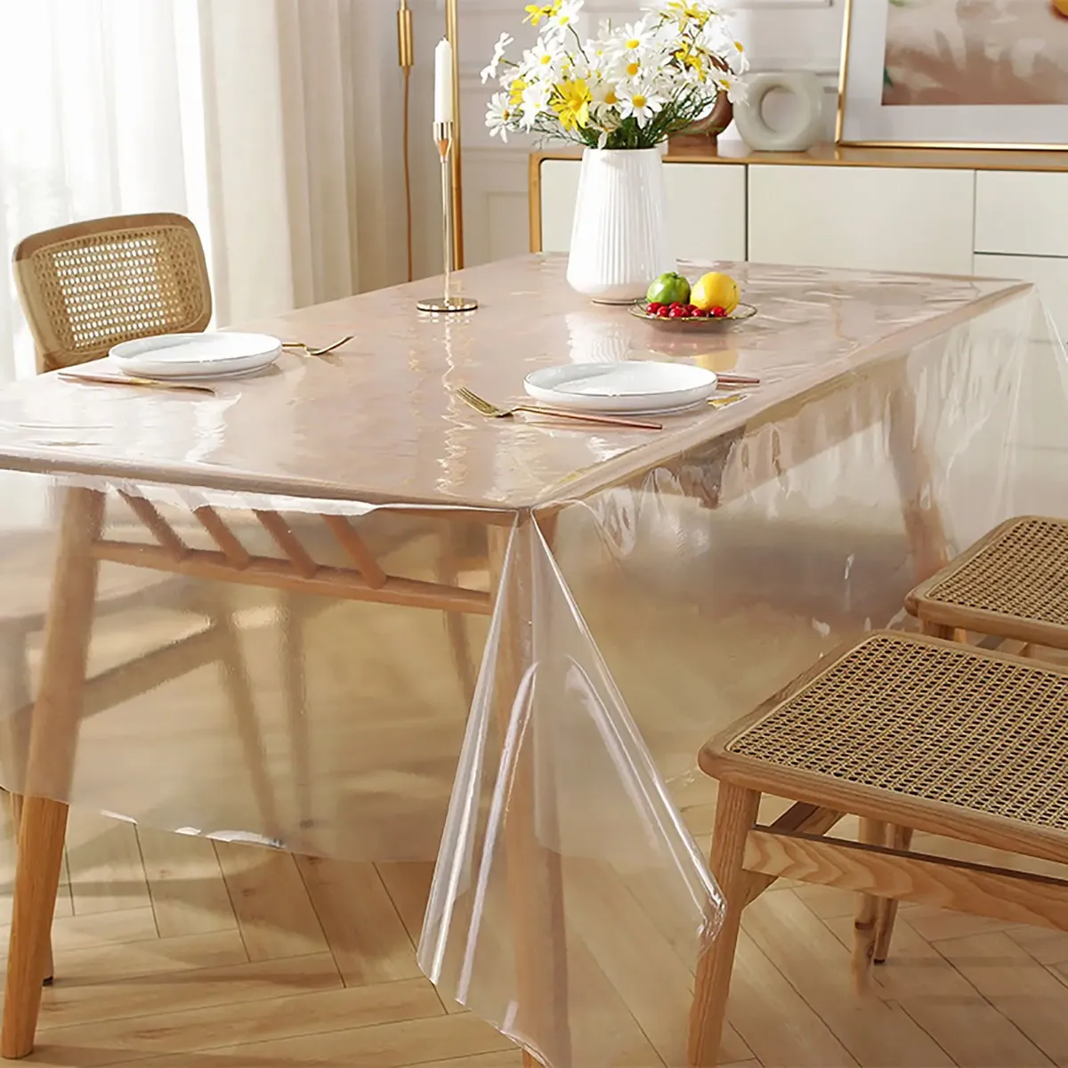 Toalha De Mesa Plastico Transparente Impermeável 2.20 X 1.40 - Imagem 6