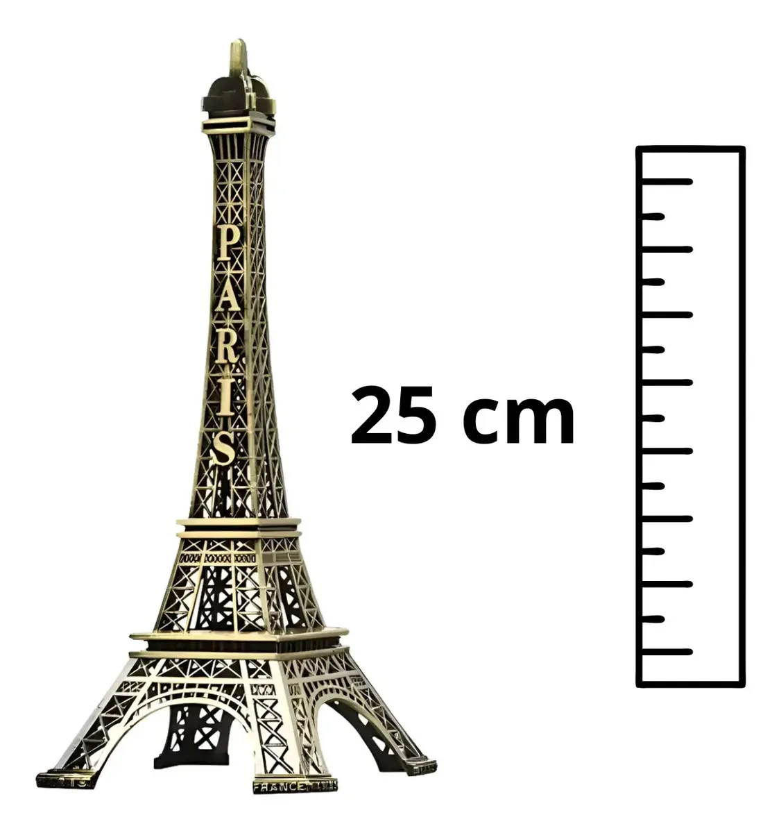 Torre Eiffel Paris Enfeite Miniatura Decoração De Metal 25cm Marrom-escuro - Imagem 7