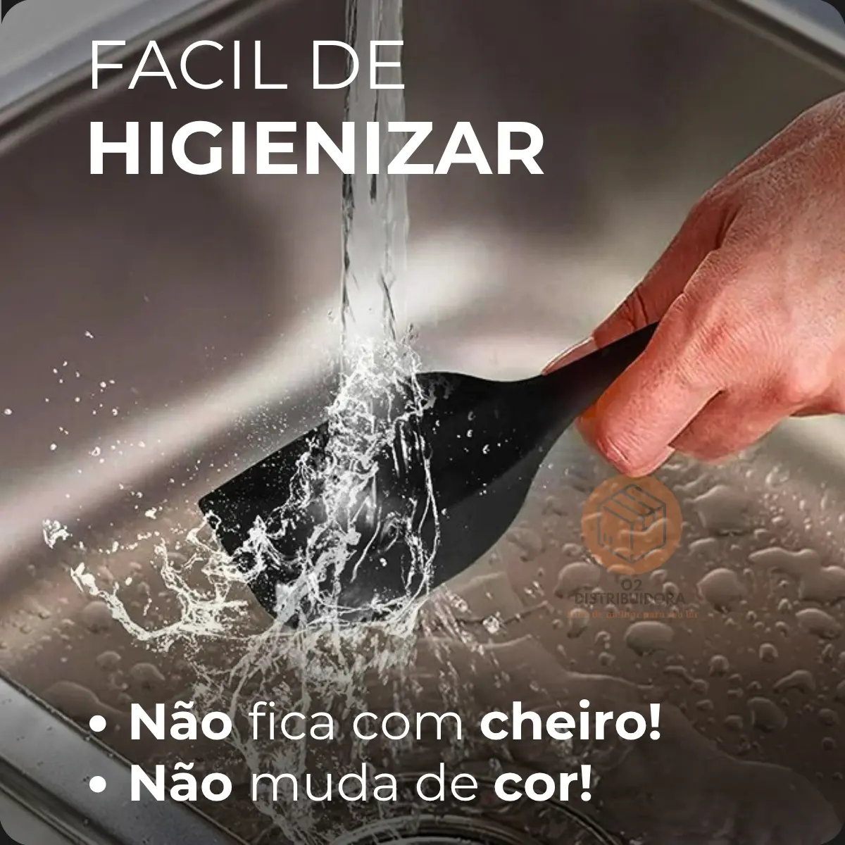 Kit 4 Utensílios Silicone Preto Espátulas Colher E Concha - Imagem 2