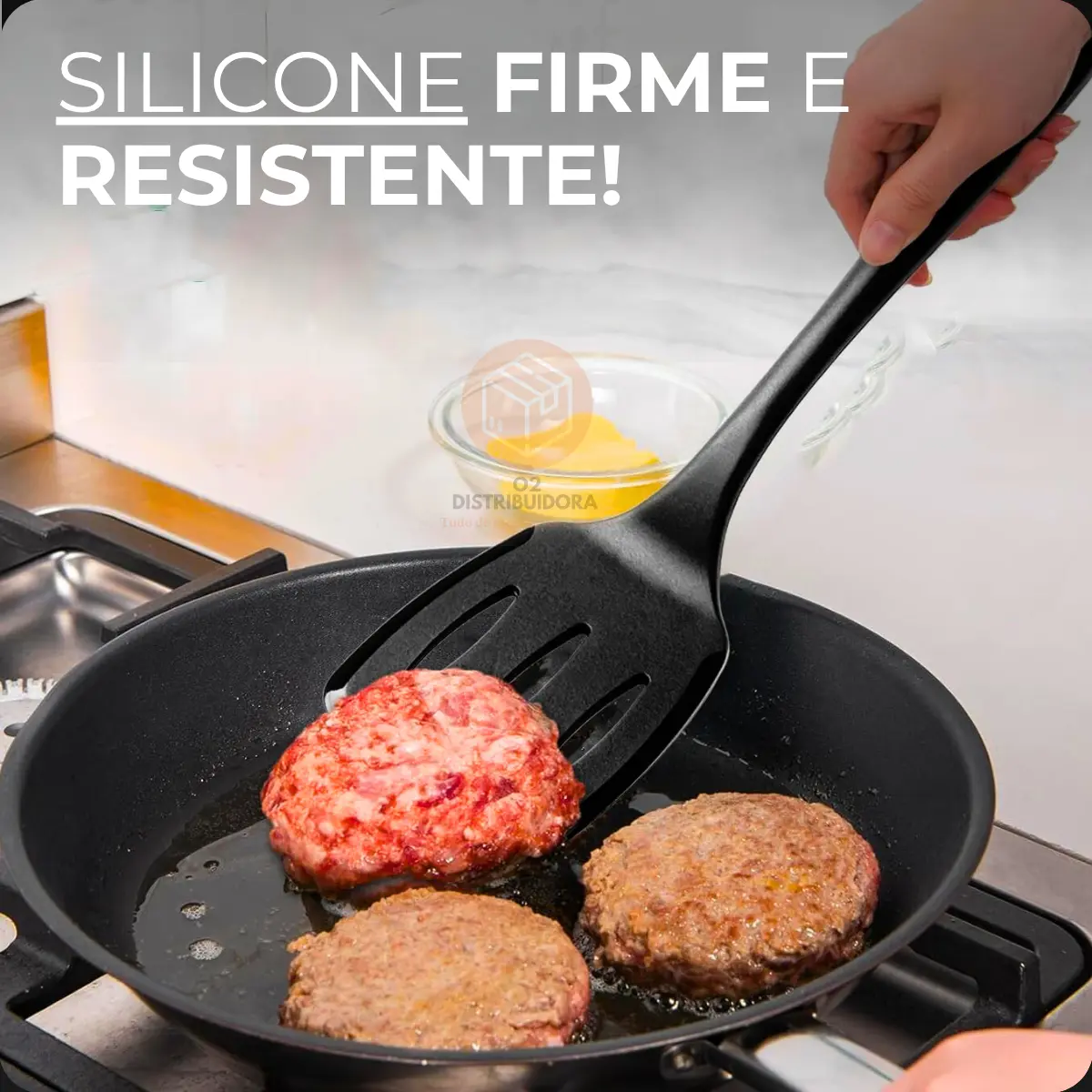 Kit 4 Utensílios Silicone Preto Espátulas Colher E Concha - Imagem 4