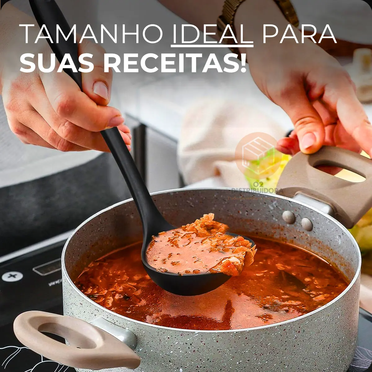 Kit 4 Utensílios Silicone Preto Espátulas Colher E Concha - Imagem 5