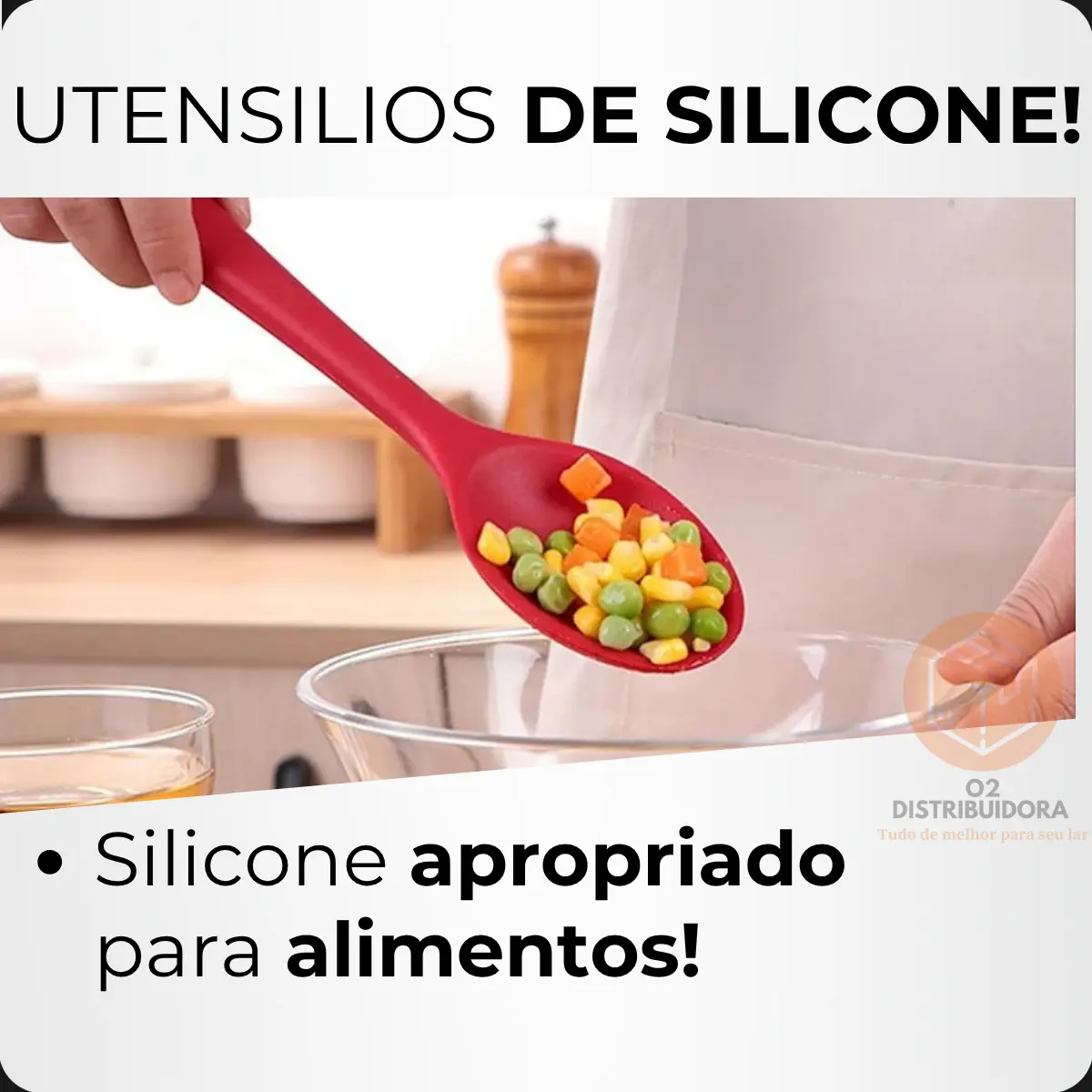 Kit 4 Utensílios Silicone Preto Espátulas Colher E Concha - Imagem 6