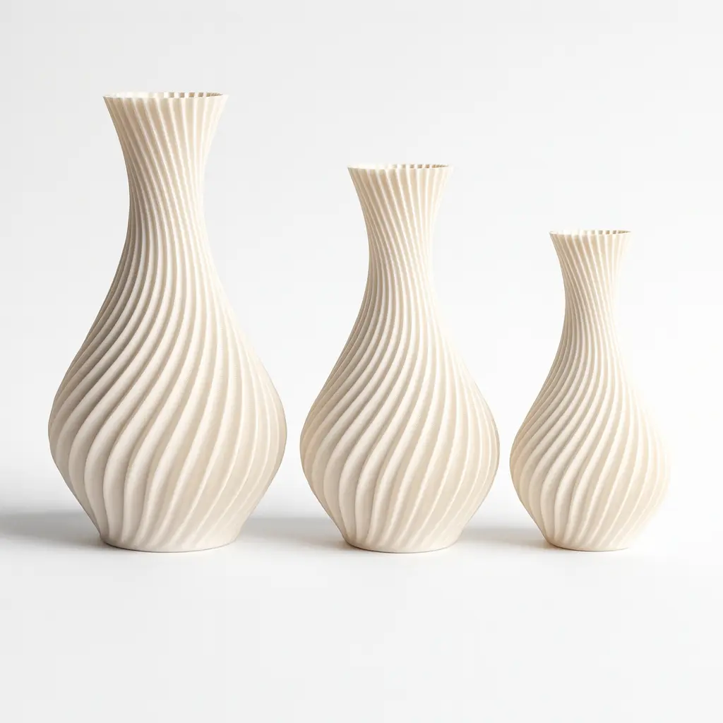 Kit 3 Vasos Modelo Espiral Marx Greg 3d - Decoração Moderna Sala, Rack, Cozinha Cor Branco - Imagem 5