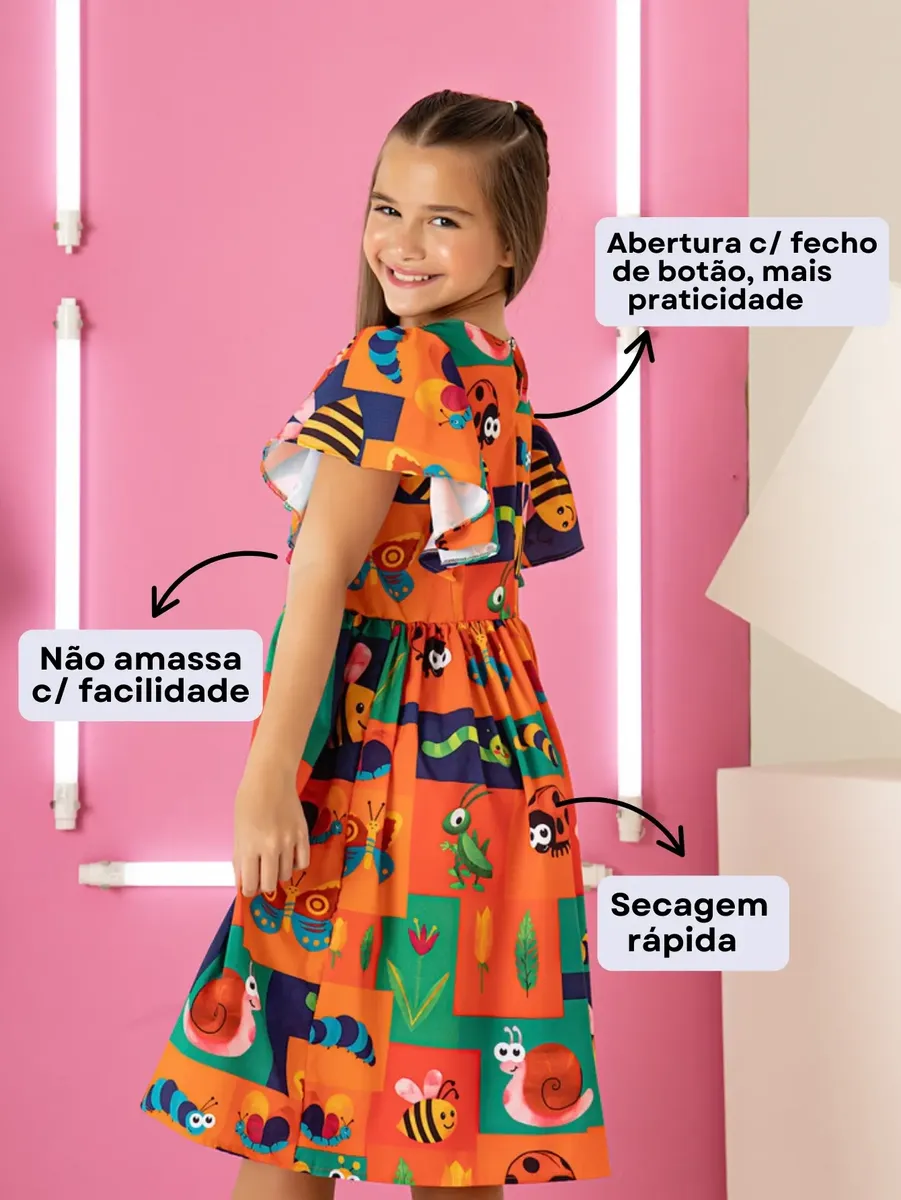 Vestido Infantil Menina Festa Mini Diva Colorido Babado Moda - Imagem 9