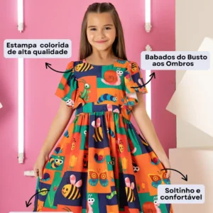 Vestido Infantil Menina Festa Mini Diva Colorido Babado Moda