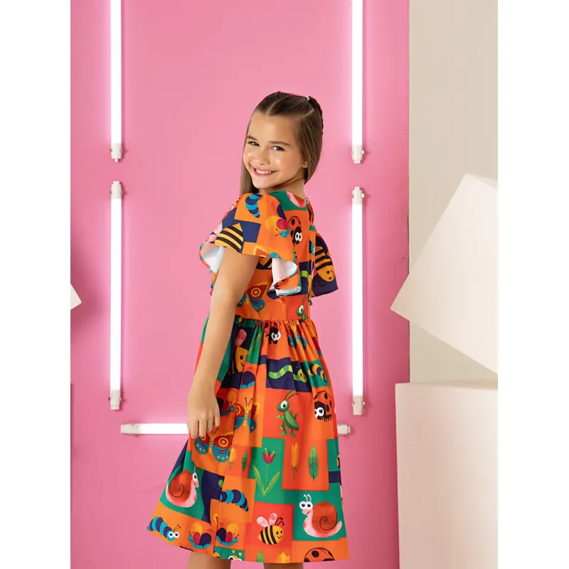 Vestido Infantil Menina Festa Mini Diva Colorido Babado Moda - Imagem 7