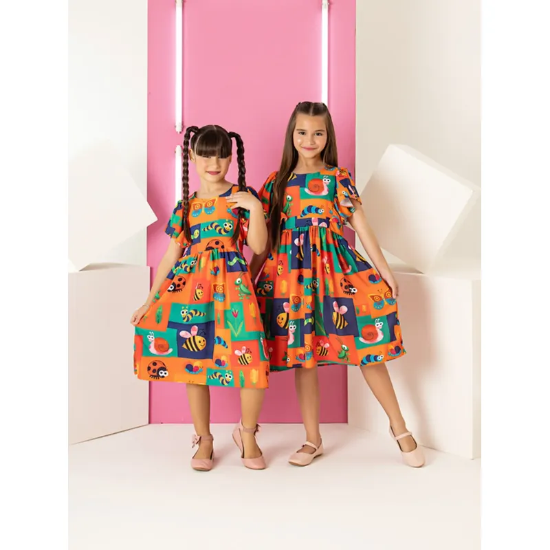 Vestido Infantil Menina Festa Mini Diva Colorido Babado Moda - Imagem 8