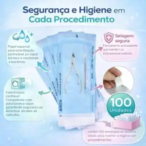 100 Envelopes P/ Esterilização Alicate Autoclave 9cm X 23cm