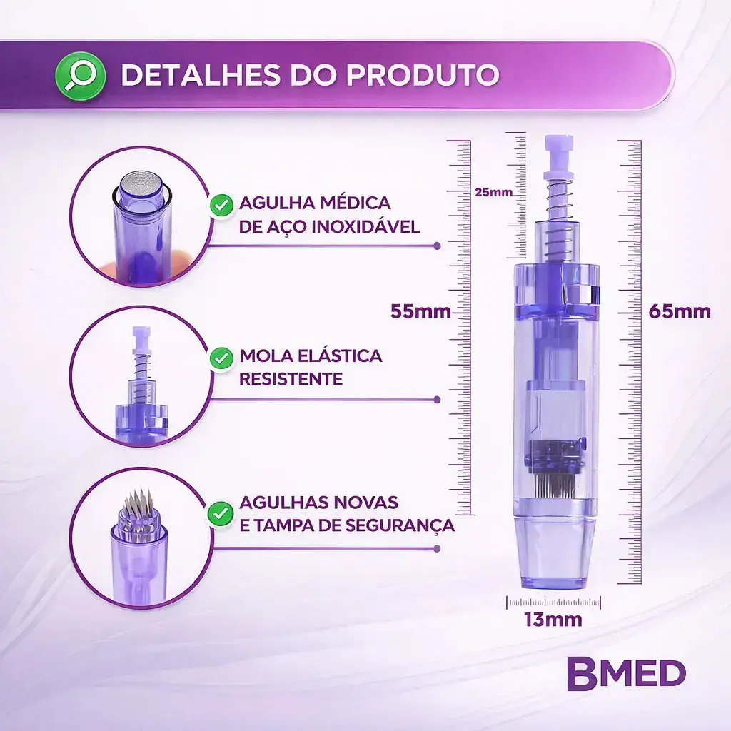 Kit 20 Cartuchos Dermapen 12 Agulhas Nano 12 24 36 42 BMED - Imagem 6