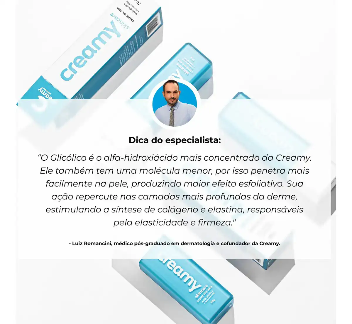 Creamy Skincare Ácido Glicólico 30g | Reduz Poros Dilatados, Melhora A Pele, Hidratação Profunda E Intensa, Controla O Brilho Excessivo | Todos Os Tipos De Pele, Noturno - Imagem 2