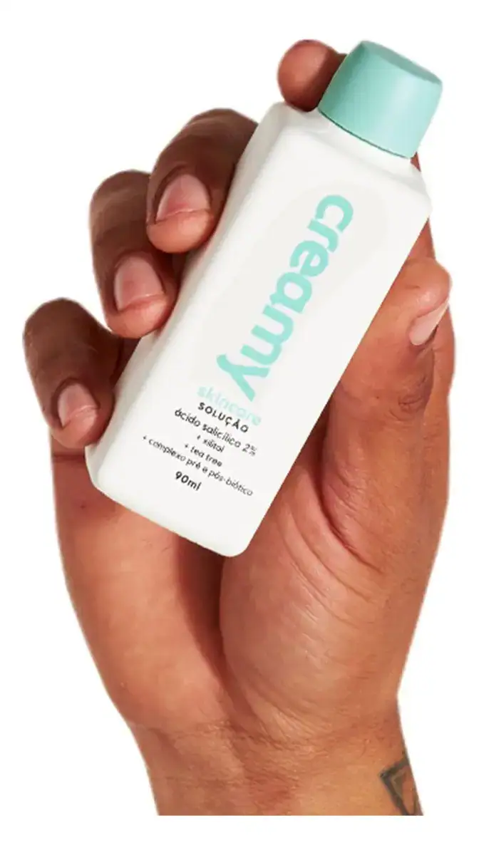 Creamy skincare ácido salicílico 90ml | tônico antioleosidade, rápida absorção, diminui o brilho excessivo, diminui os cravos | peles mistas, oleosas, noturno e diurno
