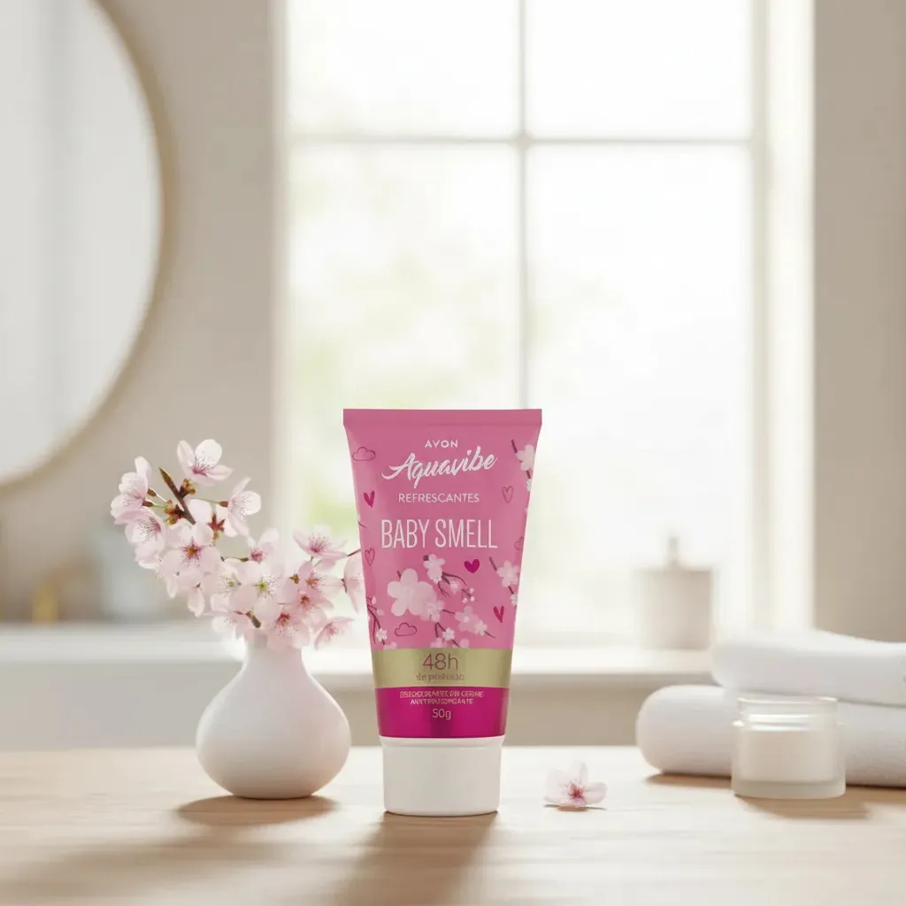 Desodorante Avon Em Creme Aquavibe Baby Smell 50g Cheirinho De Bebê - Imagem 5