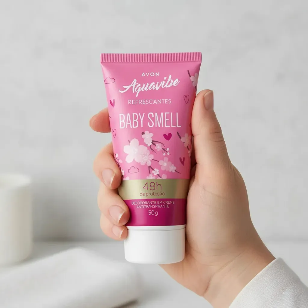 Desodorante Avon Em Creme Aquavibe Baby Smell 50g Cheirinho De Bebê