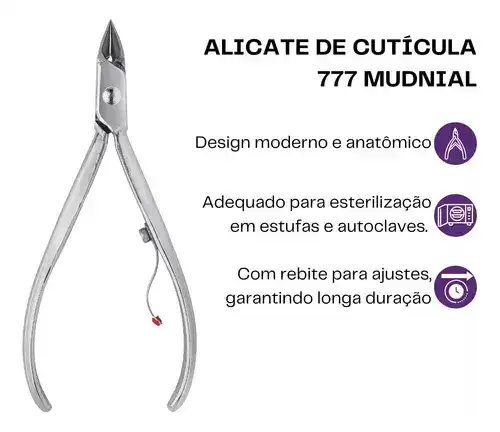 Kit 3 Alicates Inox Cutícula 777 Profissional Mundial S A - Imagem 3