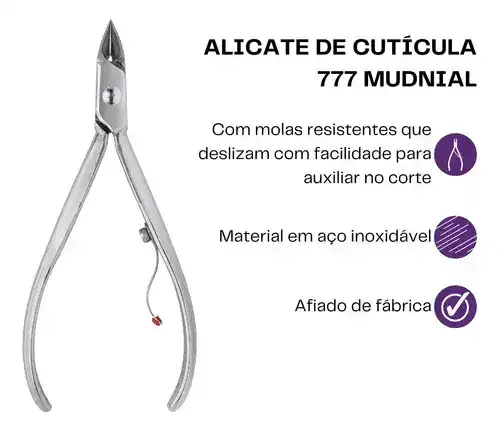 Kit 3 Alicates Inox Cutícula 777 Profissional Mundial S A - Imagem 2
