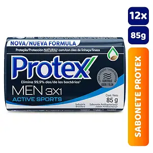Kit C/12 Un Sabonete Barra Antibac Protex Men 3x1 85g