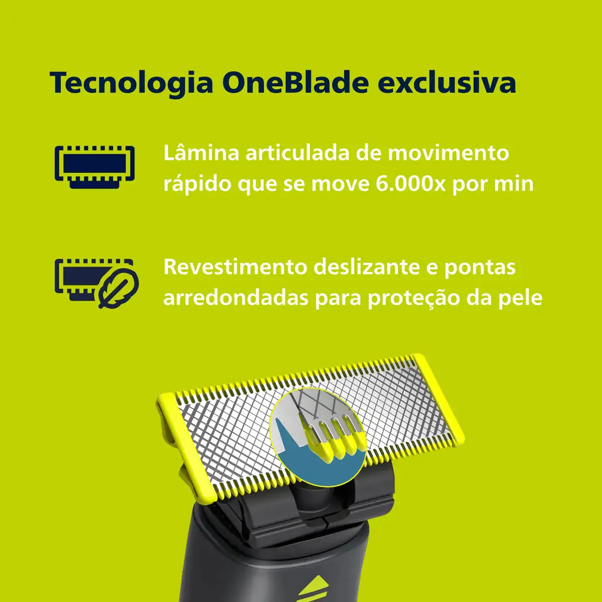 Barbeador e Aparador Elétrico Philips OneBlade 2 Pentes, Sem Fio e À Prova D'Água - QP1424/10 - Imagem 6