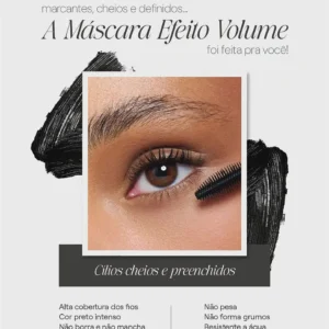 Máscara de Cílios Boca Rosa Preto Efeito Volume Longa Duração Vegan