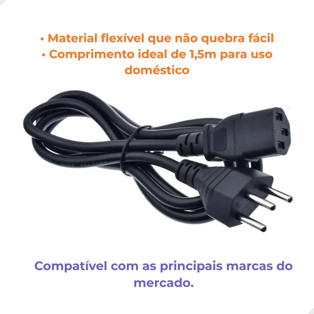 Cabo de Força Hardline Tripolar Panela Pressão Elétrica Arroz Fio Fonte Monitor Pc Energia Tomada - Marca Hardline - Imagem 6