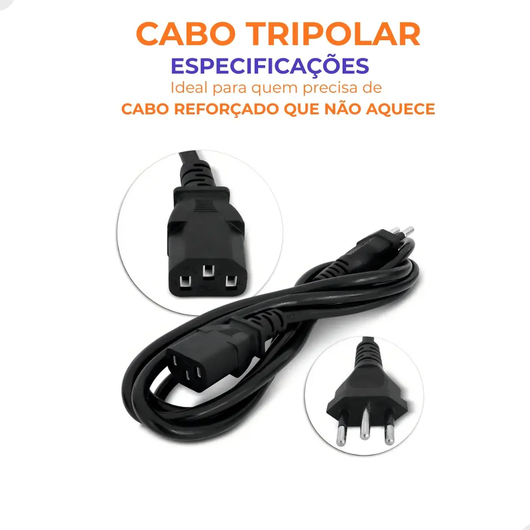Cabo de Força Hardline Tripolar Panela Pressão Elétrica Arroz Fio Fonte Monitor Pc Energia Tomada - Marca Hardline - Imagem 5